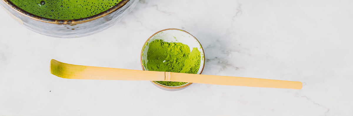 A pile of vibrant green ceremonial grade matcha powder