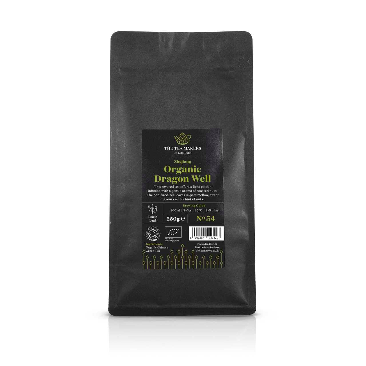 Organic Dragon Well Loose Leaf Tea 250g Pack