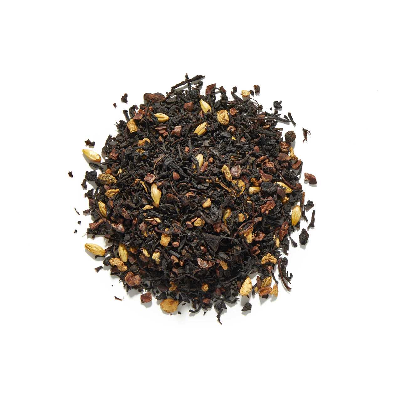 Assamica Chocolate loose Leaf Tea Arranged in a circle